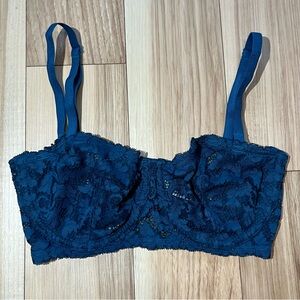 NWOT Free People Intimately Turquoise/Blue Unlined Balconette Bra 34DD